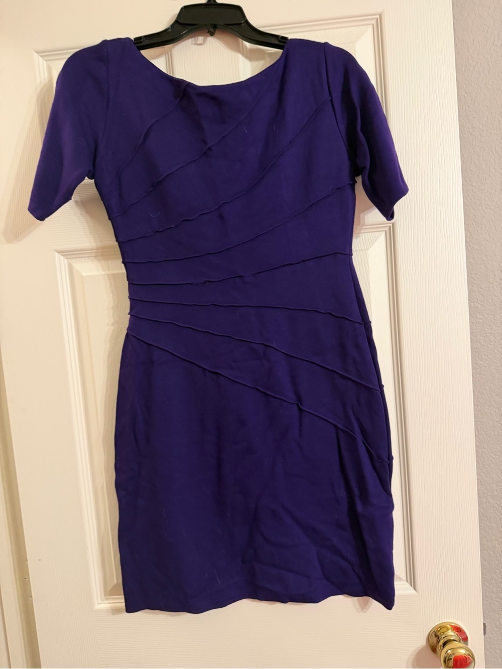 Maggy London Deep Purple Short Sleeve Sheath Dress